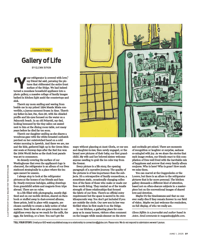 Boston Globe Magazine Connections page about family photographs