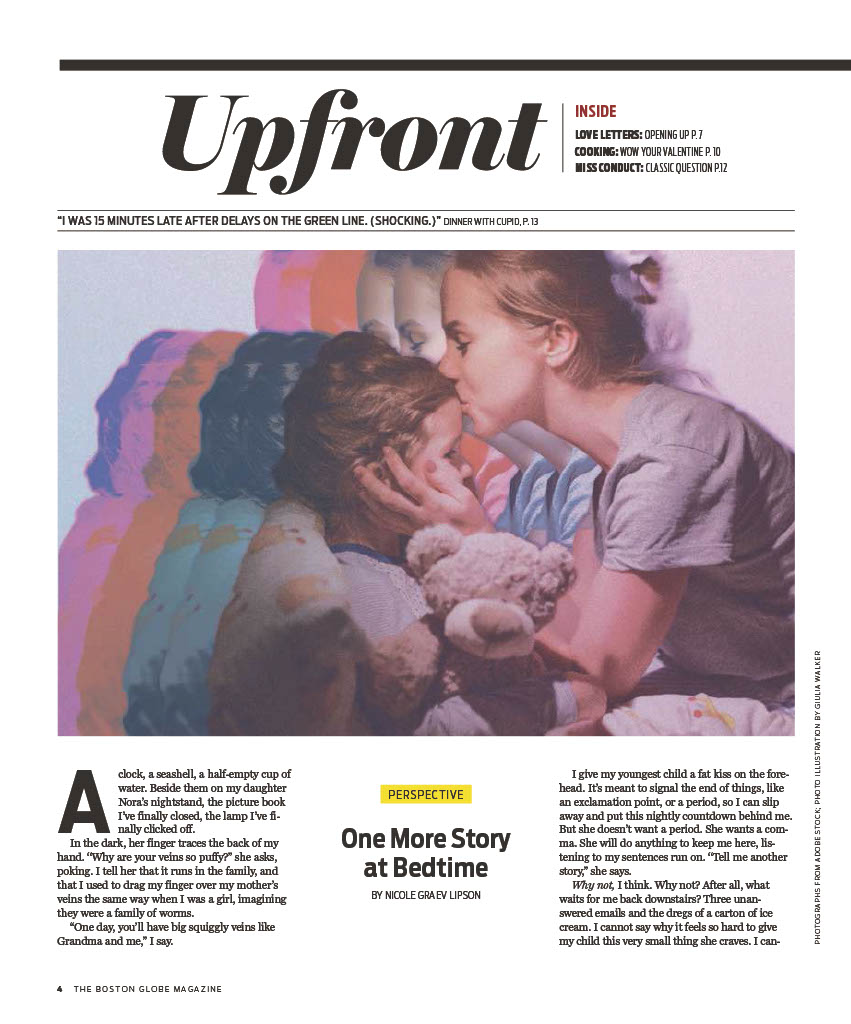 Boston Globe Magazine Upfront page about bedtime stories