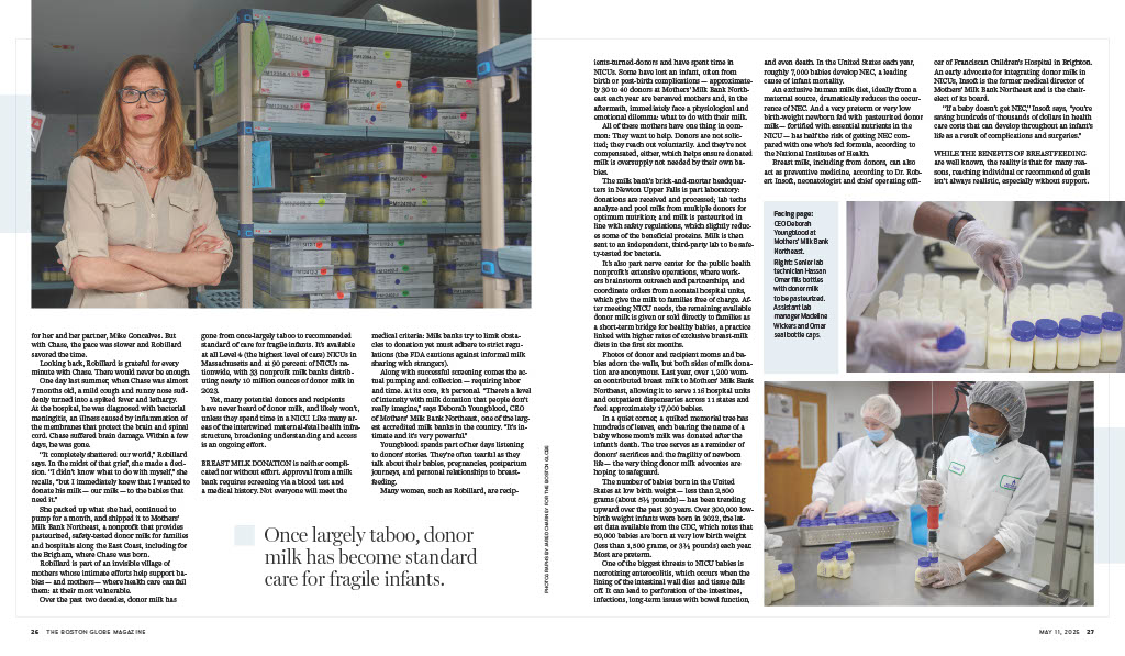 Boston Globe Magazine continuation spread for Another Mother's Milk