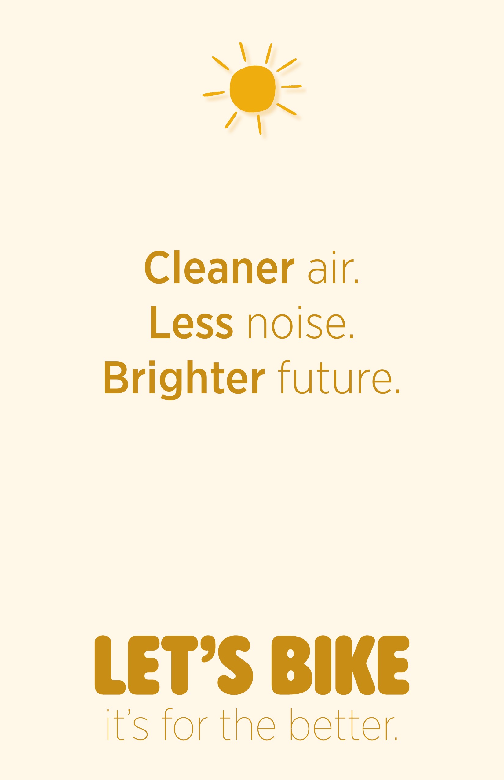 Cream and yellow community fact poster about cleaner air, less noise, and a brighter future.