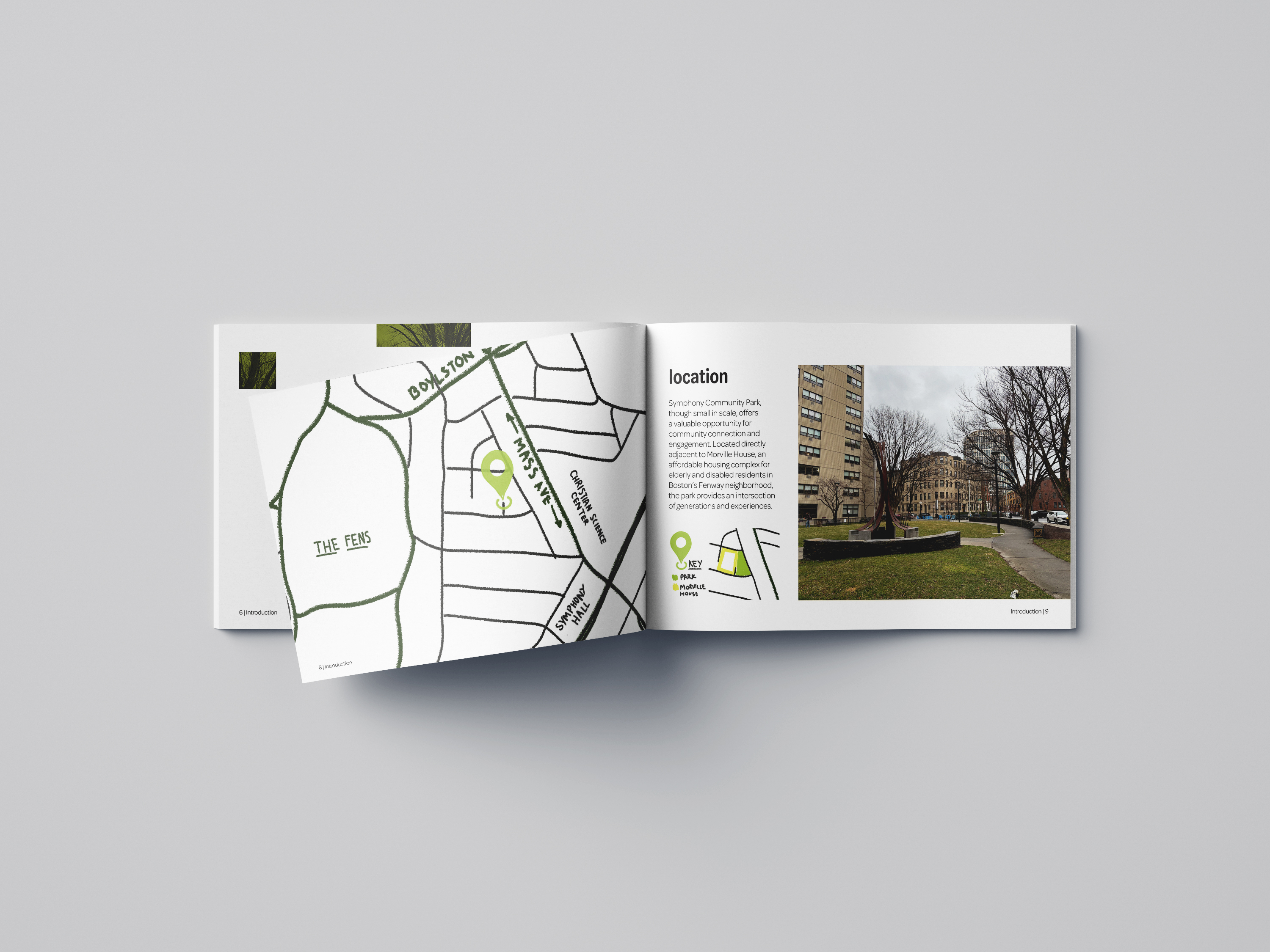 Urban Haven location and site research spread.