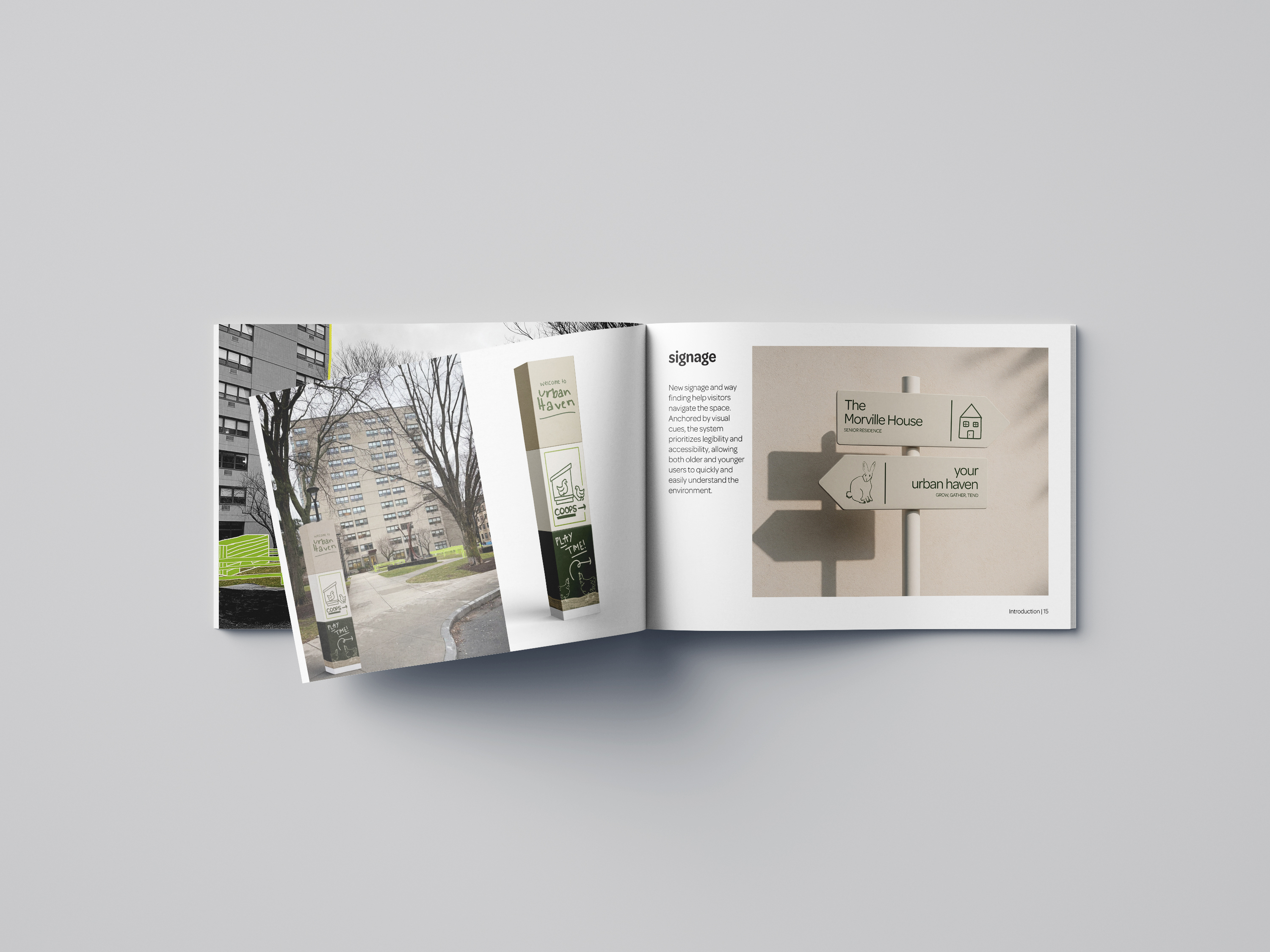 Urban Haven signage and wayfinding system beside Morville House.